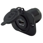 Talamex USB stopcontact enkel 2.4A zwart met flush frame