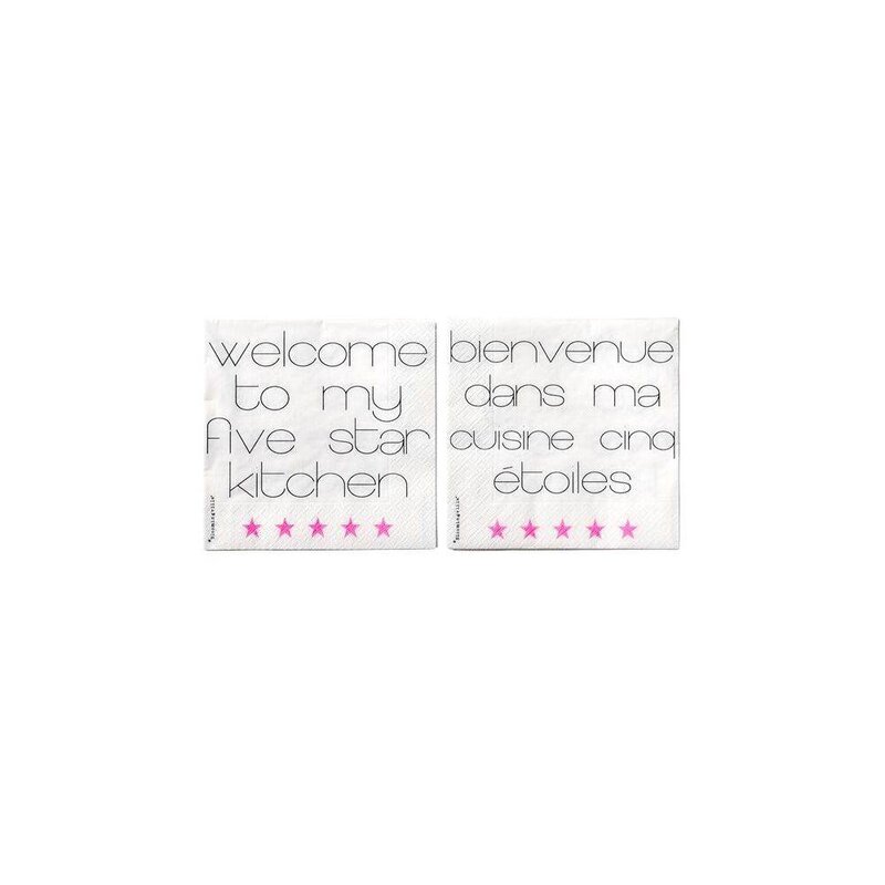 Bloomingville Bloomingville Set (24) Papieren servetten "Welcome/Bienvenue"