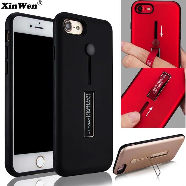 Silicone Matte Finish and Plastic Back Cover Case with Magnetic Finger Ring  Stand R01 for Vivo