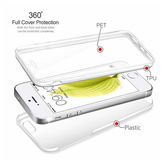 MSS Coque Apple iPhone 5 / 5s / SE TPU transparente à 360 ° en silicone TPU 2 en 1