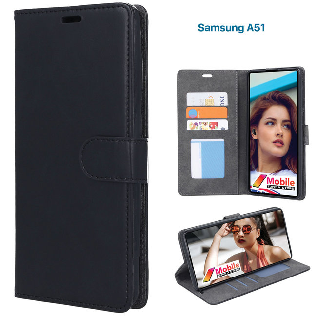 MSS Samsung A51 Black TPU / Artificial leather Book cover