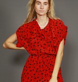 Printed 80s dress in red
