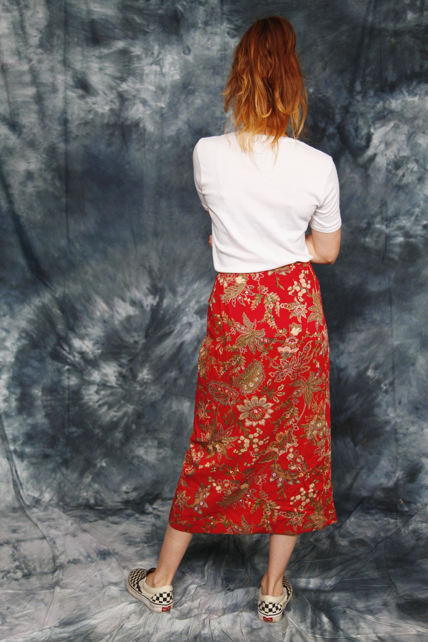 Floral 90s skirt in red