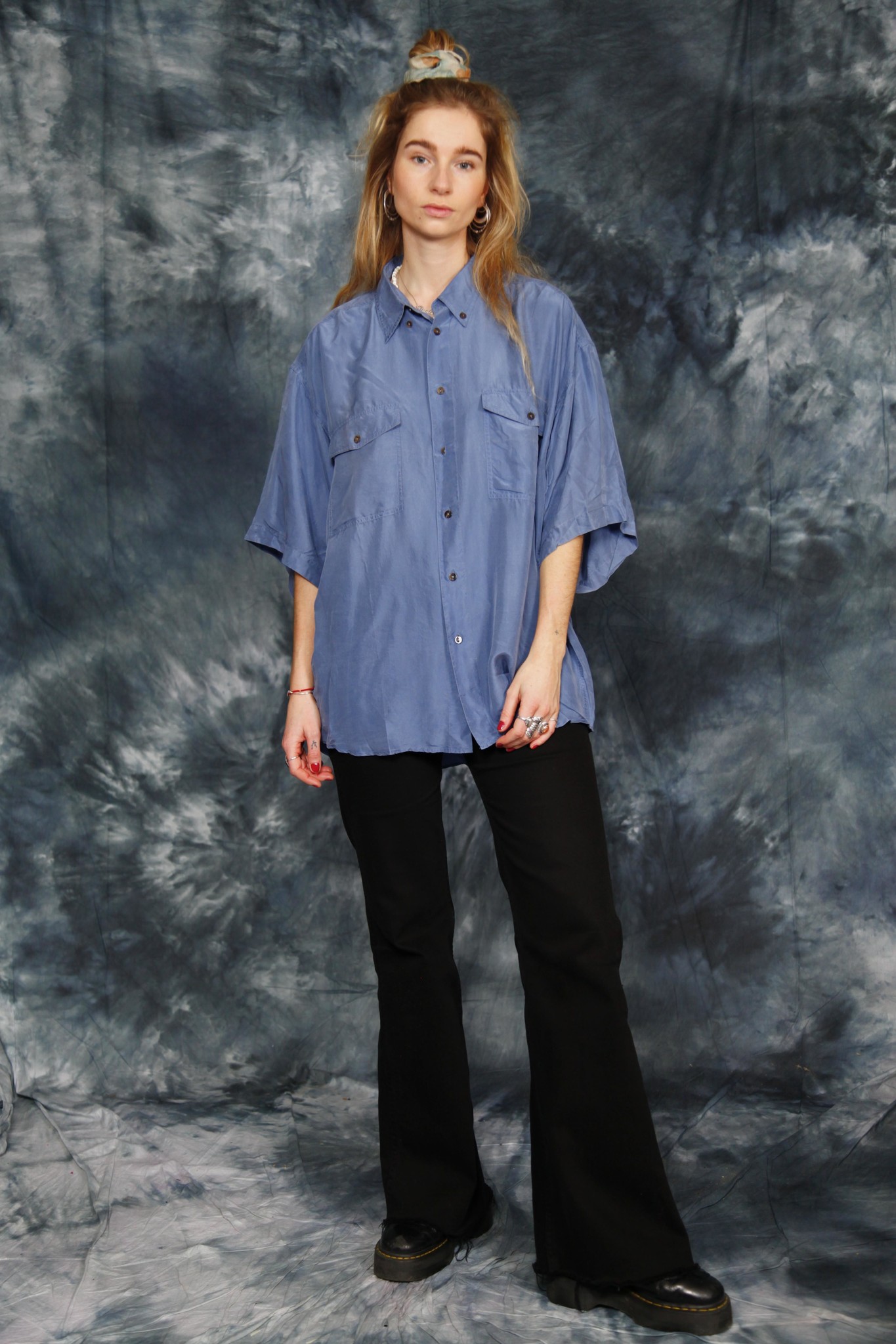 Blue 90s silk shirt