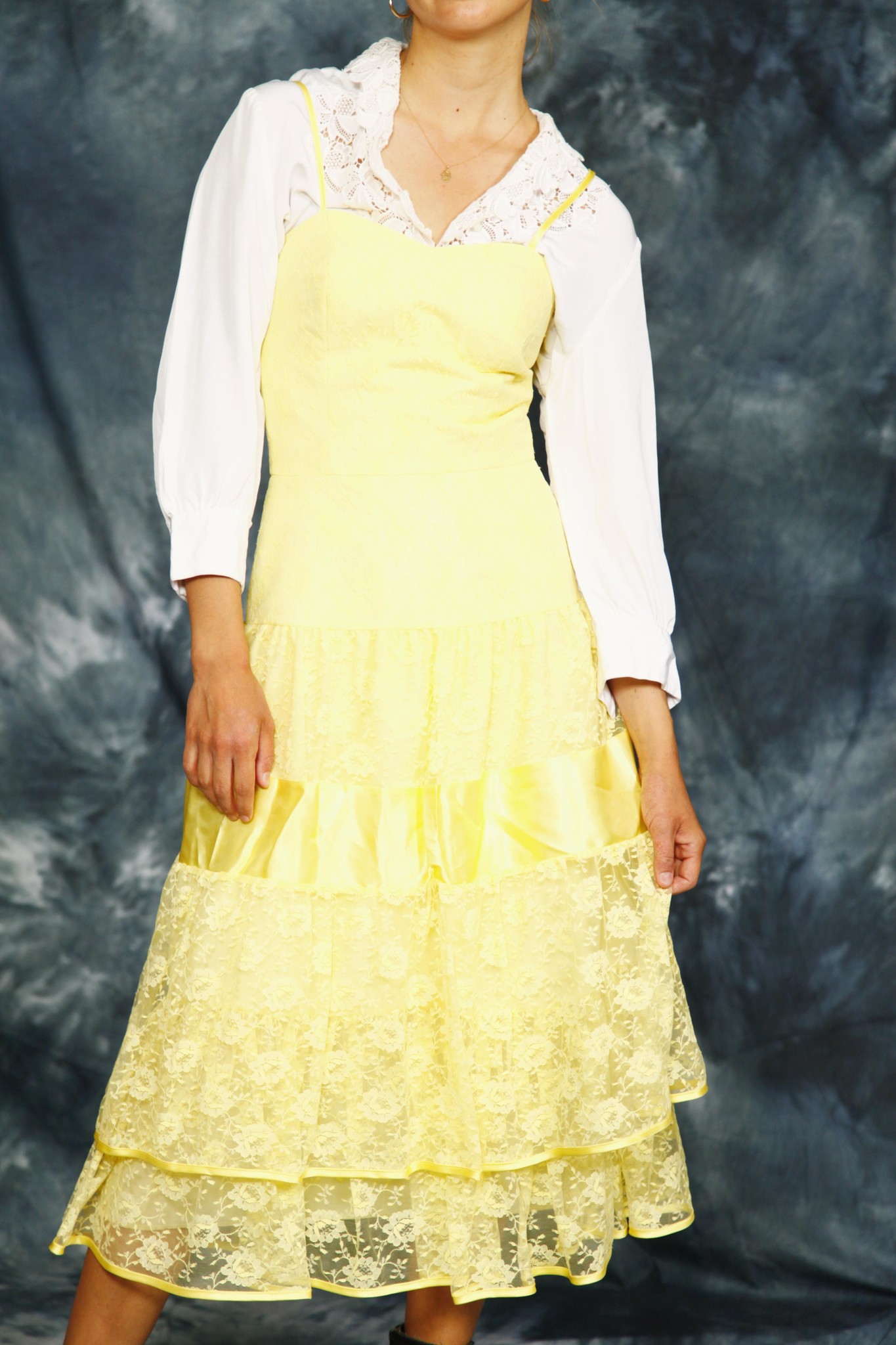 Yellow 80s prom dress
