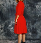 Pleated 80s dress in red