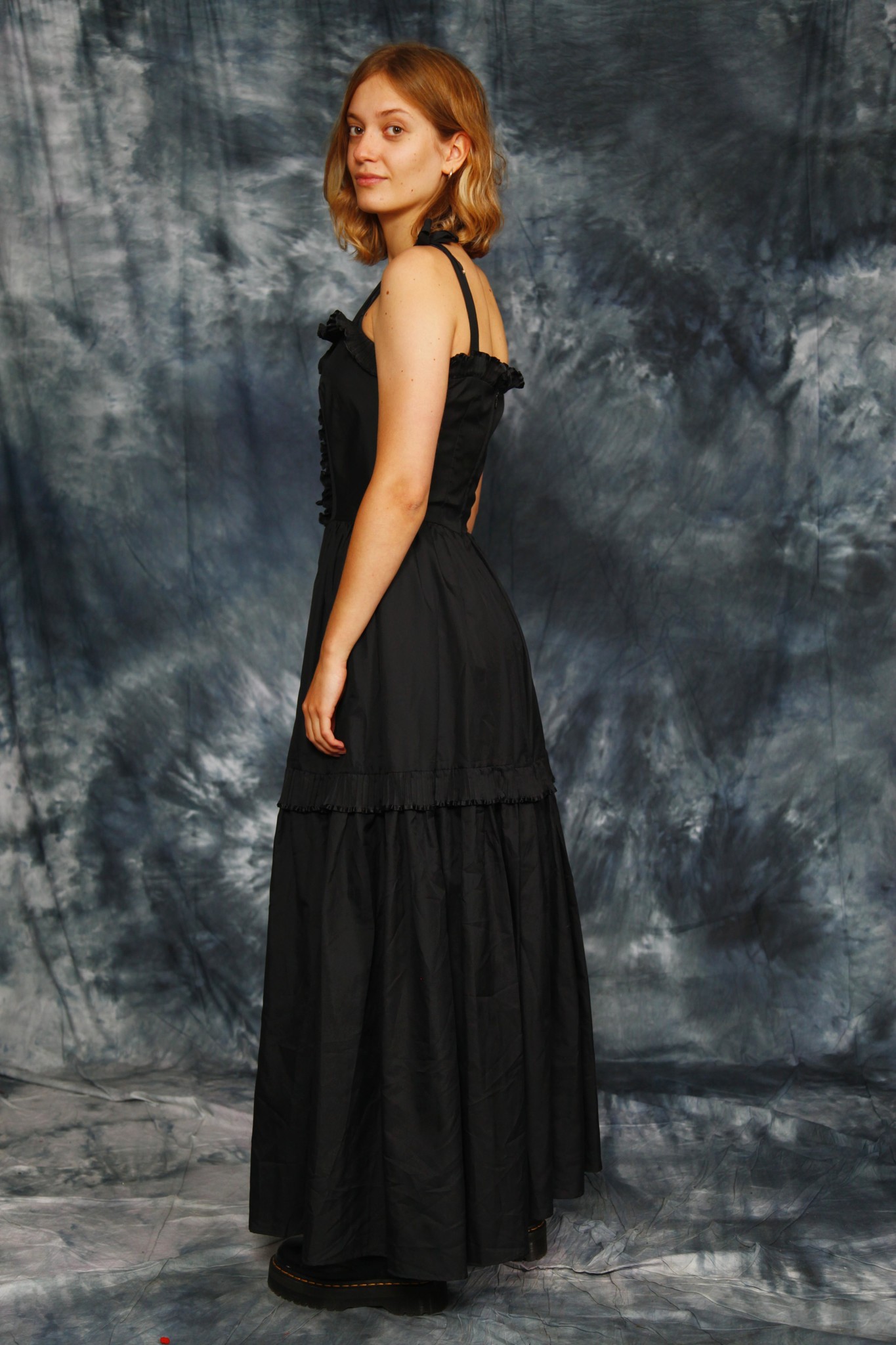 Black 70s maxi dress