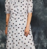Grey 80s polka dot dress