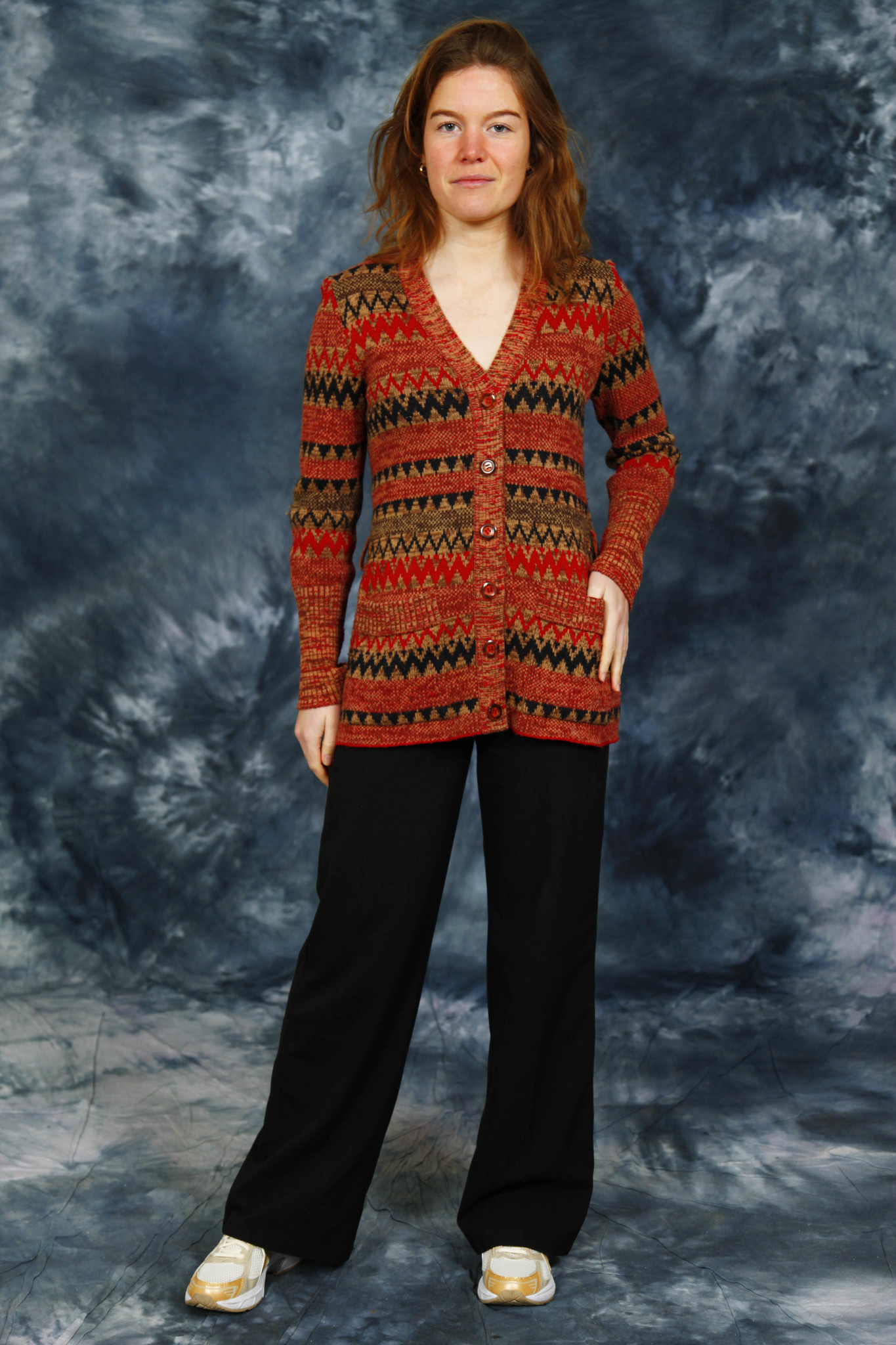70s knitted spencer in blue - VNTG Label
