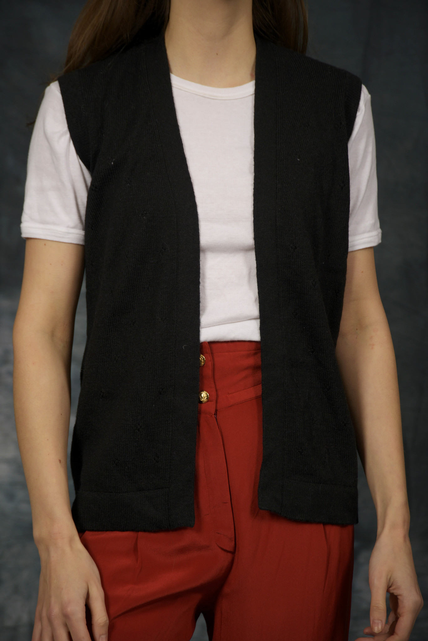 Black embroidered vest