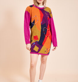 Colorful 80s sweater dress