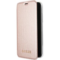 Guess Originele Iridescent Folio Bookcase hoesje voor de Apple iPhone X / XS - Rosé Goud