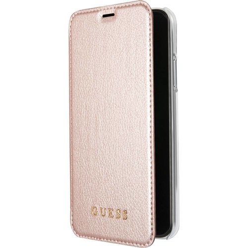 Guess Originele Iridescent Folio Bookcase hoesje voor de Apple iPhone X / XS - Rosé Goud