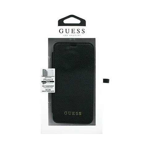 Guess Originele Iridescent Folio Bookcase hoesje voor de Apple iPhone X  /  XS - Zwart