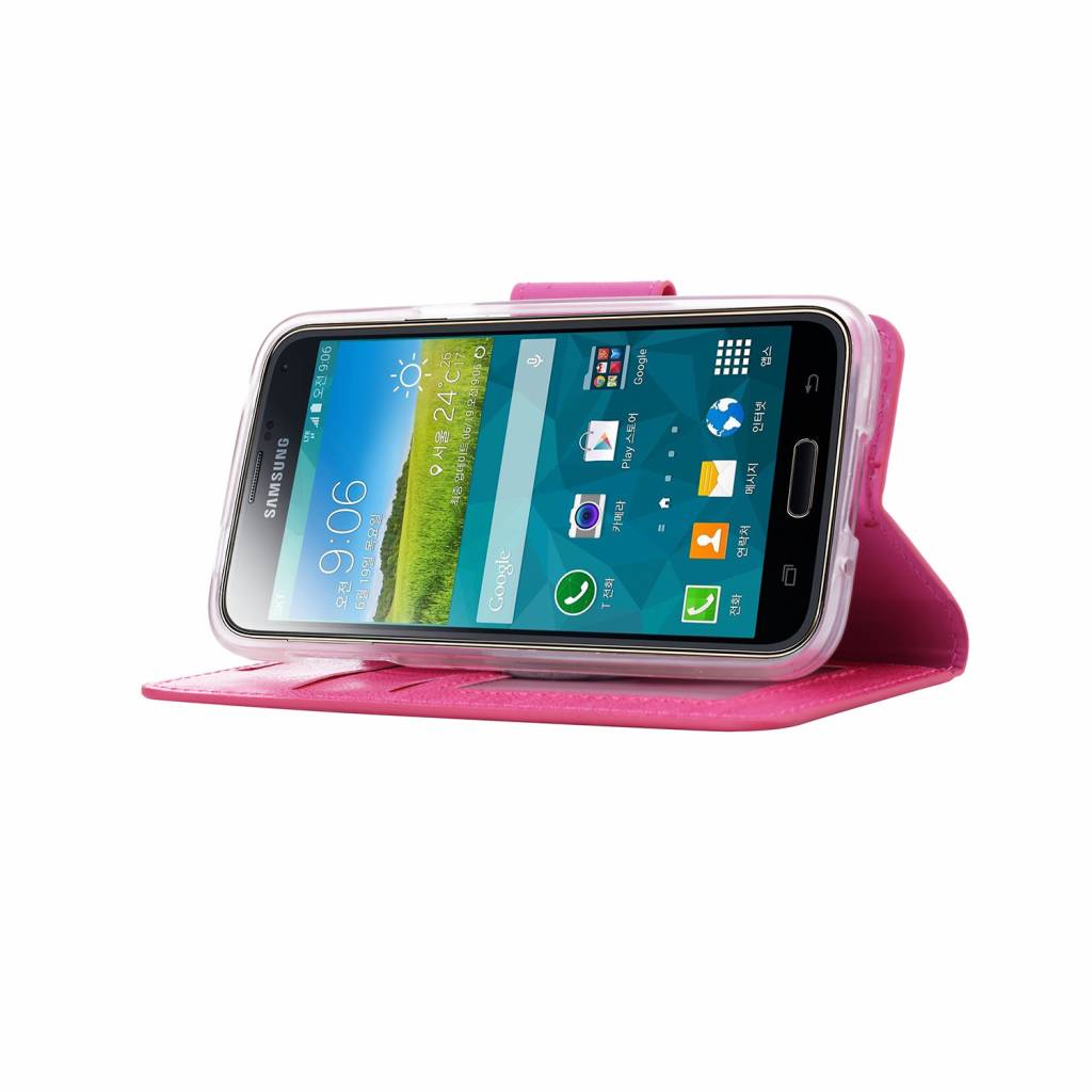opvolger as Vervolg Bookcase Samsung Galaxy S5 Mini hoesje - Roze - Diamtelecom