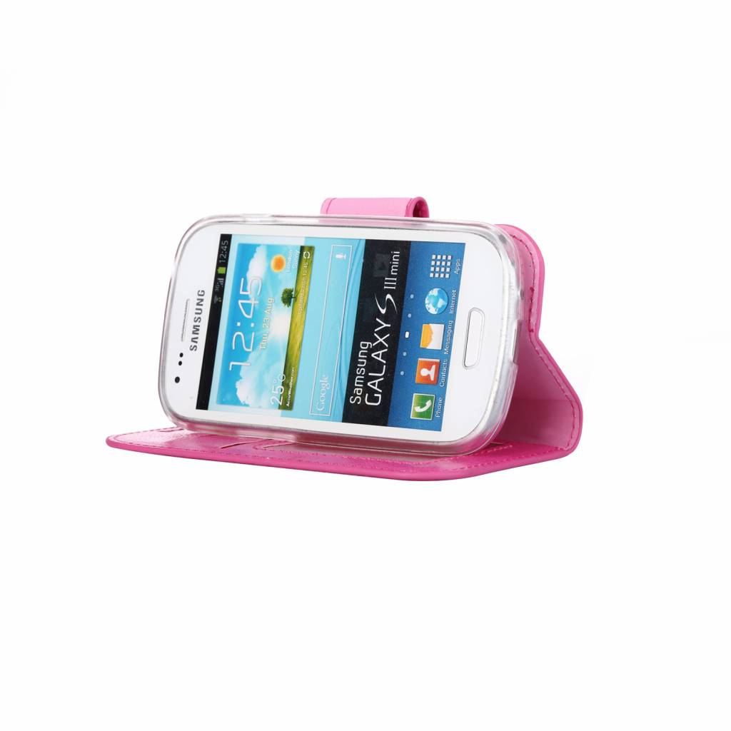 versieren afstuderen duurzame grondstof Bookcase Samsung Galaxy S3 Mini hoesje - Roze - Diamtelecom