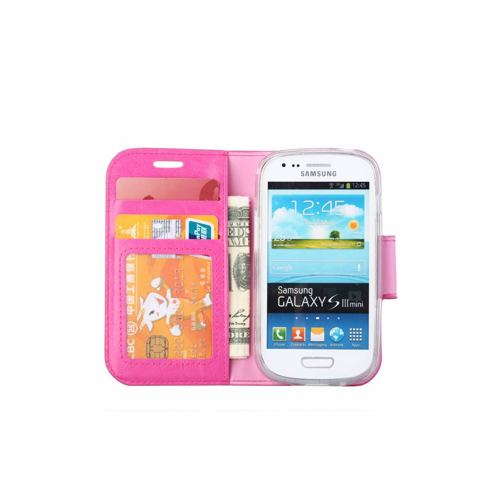 versieren afstuderen duurzame grondstof Bookcase Samsung Galaxy S3 Mini hoesje - Roze - Diamtelecom