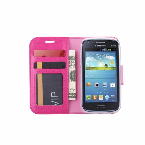 Bookcase Samsung Galaxy Core I8260 hoesje - Roze