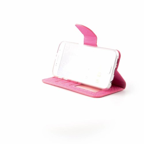 Schubben design Lederen Bookcase hoesje - Roze voor de Samsung Galaxy S6