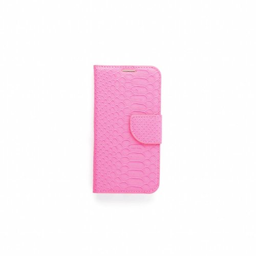 Schubben design Lederen Bookcase hoesje - Roze voor de Samsung Galaxy S6