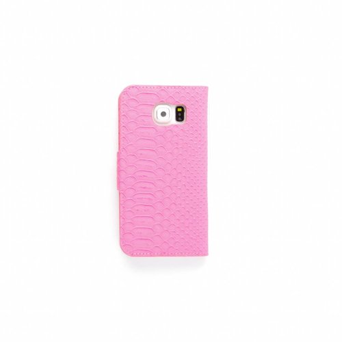 Schubben design Lederen Bookcase hoesje - Roze voor de Samsung Galaxy S6