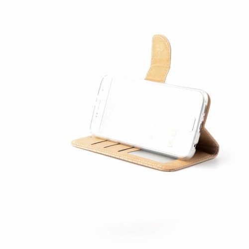 Schubben design Lederen Bookcase hoesje - Zandcrème voor de Samsung Galaxy S6