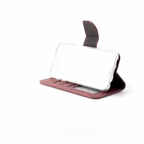 Schubben design Lederen Bookcase hoesje - Bordeauxrood voor de Samsung Galaxy S6