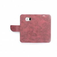 Schubben design Lederen Bookcase hoesje - Bordeauxrood voor de Samsung Galaxy S6