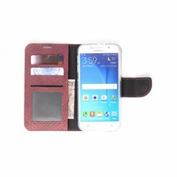 Schubben design Lederen Bookcase hoesje - Bordeauxrood voor de Samsung Galaxy S6