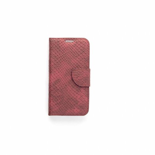 Schubben design Lederen Bookcase hoesje - Bordeauxrood voor de Samsung Galaxy S6 Edge