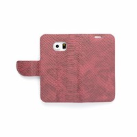 Schubben design Lederen Bookcase hoesje - Bordeauxrood voor de Samsung Galaxy S6 Edge