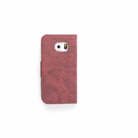 Schubben design Lederen Bookcase hoesje - Bordeauxrood voor de Samsung Galaxy S6 Edge