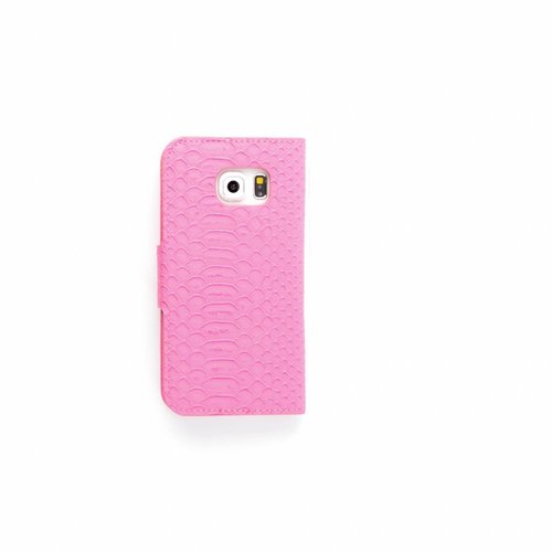 Schubben design Lederen Bookcase hoesje - Roze voor de Samsung Galaxy S6 Edge