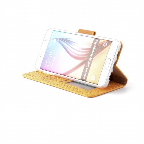 Schubben design Lederen Bookcase hoesje - Oranje voor de Samsung Galaxy S6 Edge Plus