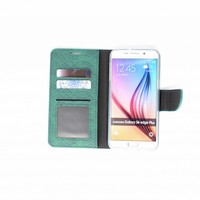 Schubben design Lederen Bookcase hoesje - Smaragdgroen voor de Samsung Galaxy S6 Edge Plus