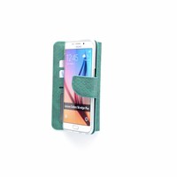 Schubben design Lederen Bookcase hoesje - Smaragdgroen voor de Samsung Galaxy S6 Edge Plus