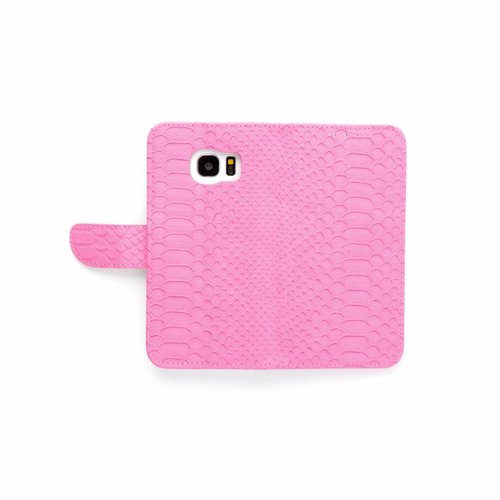 Schubben design Lederen Bookcase hoesje - Roze voor de Samsung Galaxy S7 Edge