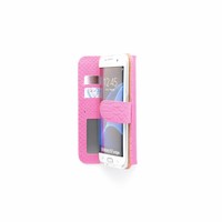 Schubben design Lederen Bookcase hoesje - Roze voor de Samsung Galaxy S7 Edge