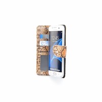 Slangenprint Lederen Bookcase hoesje - Bruin voor de Samsung Galaxy S7 Edge