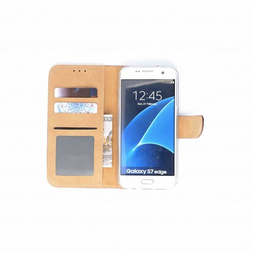 Schubben design Lederen Bookcase hoesje - Bordeauxrood voor de Samsung Galaxy S7 Edge