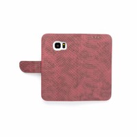 Schubben design Lederen Bookcase hoesje - Bordeauxrood voor de Samsung Galaxy S7 Edge