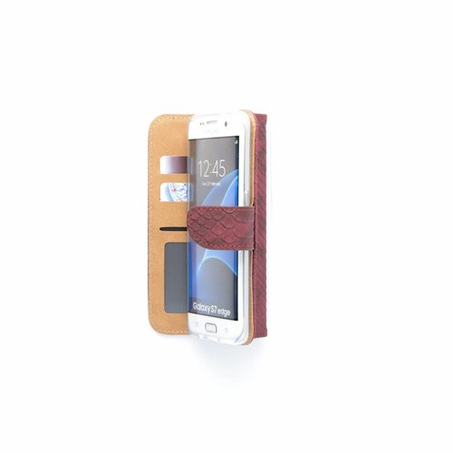 Schubben design Lederen Bookcase hoesje - Bordeauxrood voor de Samsung Galaxy S7 Edge