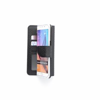 Schubben design Lederen Bookcase hoesje - Zwart voor de Samsung Galaxy S6 Edge Plus