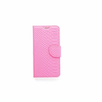 Schubben design Lederen Bookcase hoesje - Roze voor de Samsung Galaxy S6 Edge Plus