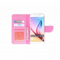 Schubben design Lederen Bookcase hoesje - Roze voor de Samsung Galaxy S6 Edge Plus