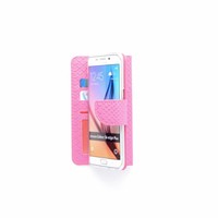 Schubben design Lederen Bookcase hoesje - Roze voor de Samsung Galaxy S6 Edge Plus