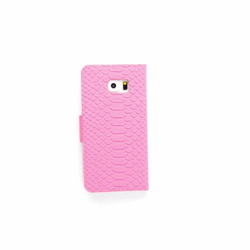 Schubben design Lederen Bookcase hoesje - Roze voor de Samsung Galaxy S6 Edge Plus