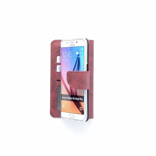 Schubben design Lederen Bookcase hoesje - Bordeauxrood voor de Samsung Galaxy S6 Edge Plus