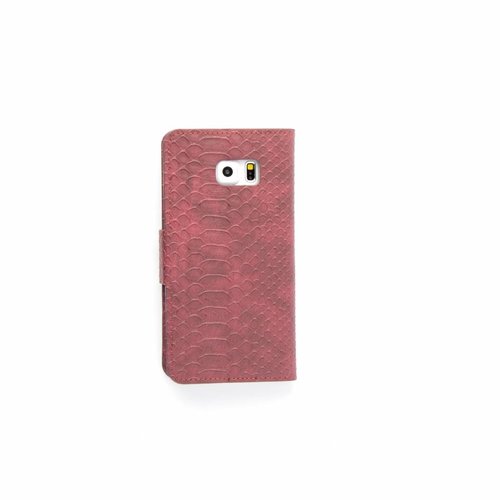 Schubben design Lederen Bookcase hoesje - Bordeauxrood voor de Samsung Galaxy S6 Edge Plus