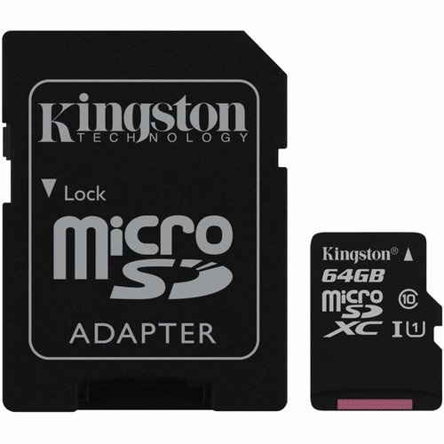 Kingston Technology MicroSDHC Class 10 64GB geheugenkaart + adapter